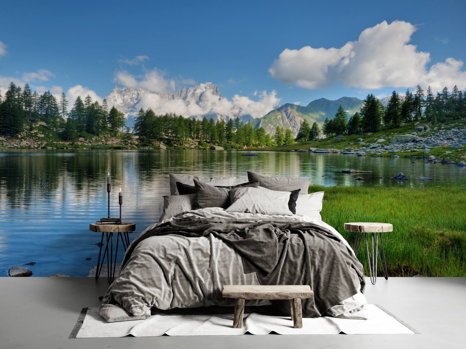 Fotobehang een zomers voorproefje van een rustige bergrivier