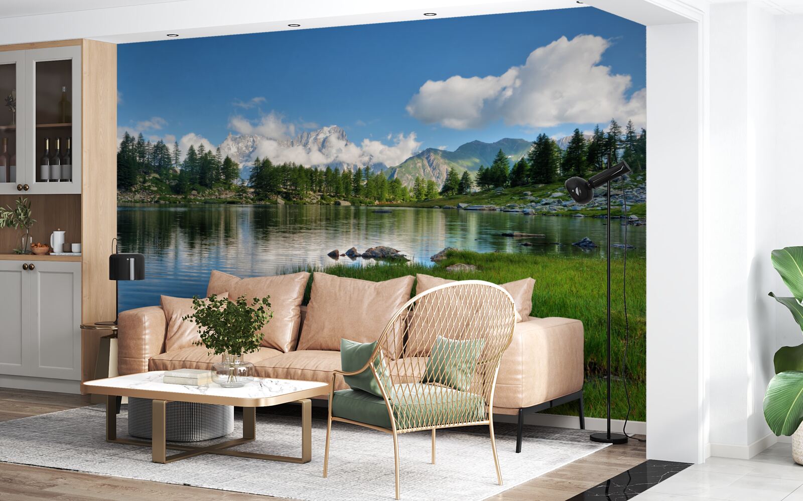 Fotobehang een zomers voorproefje van een rustige bergrivier