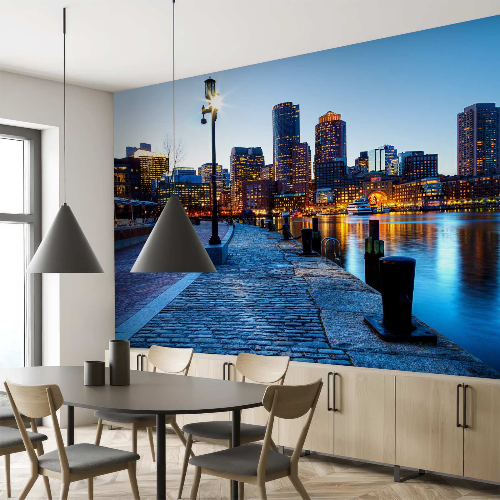 Fotobehang zonsondergang op een onbewoonde pier