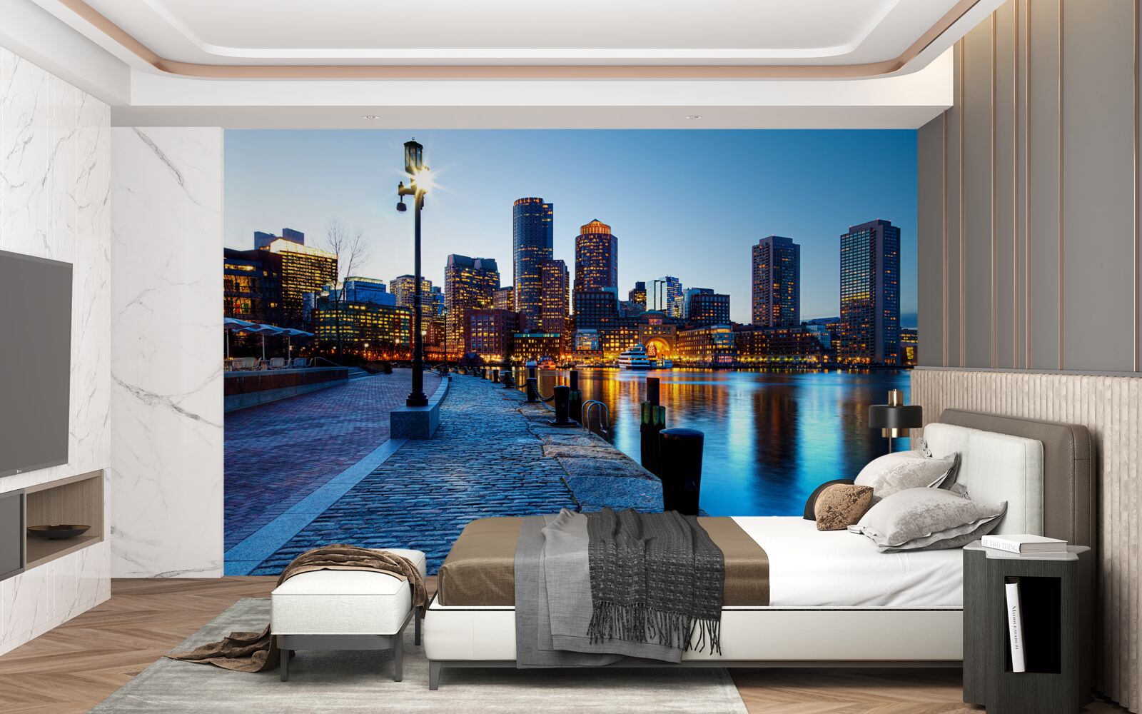 Fotobehang zonsondergang op een onbewoonde pier