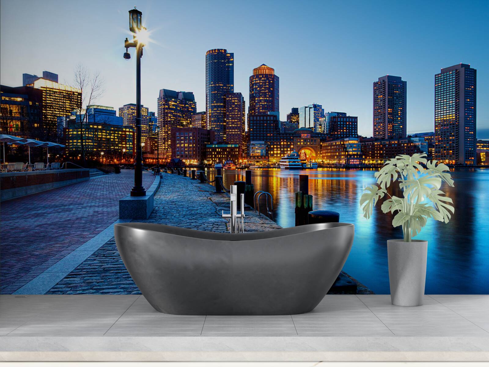 Fotobehang zonsondergang op een onbewoonde pier