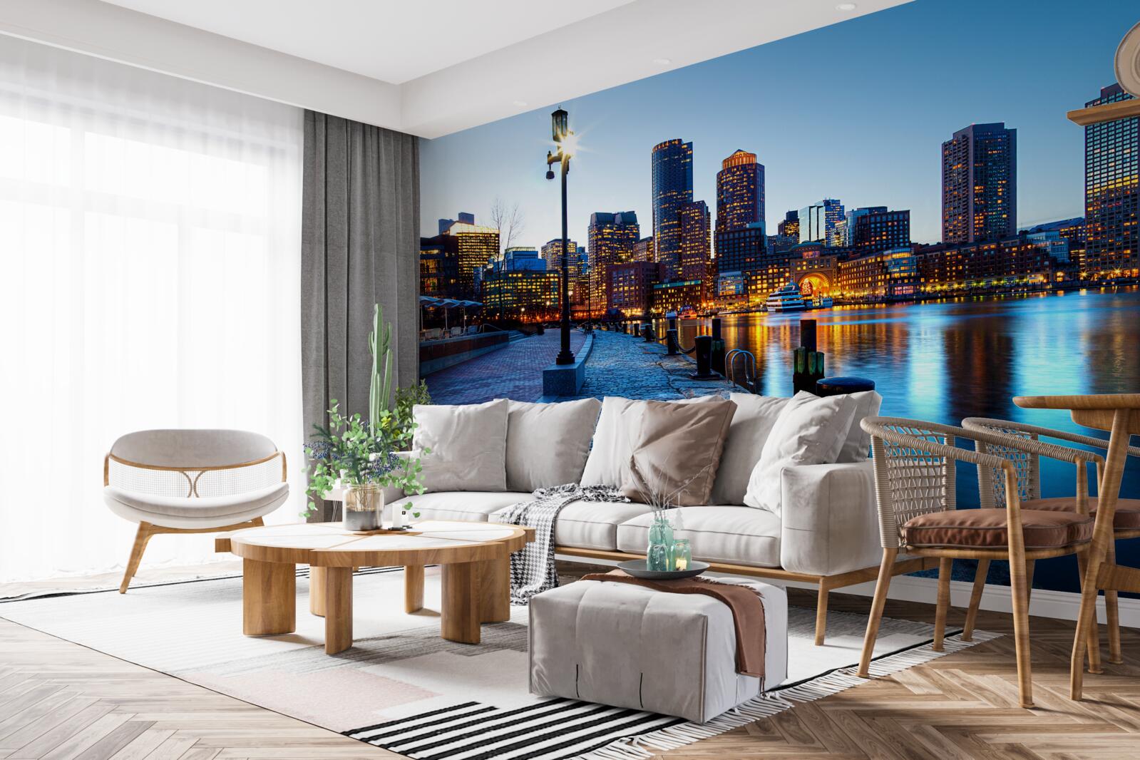 Fotobehang zonsondergang op een onbewoonde pier