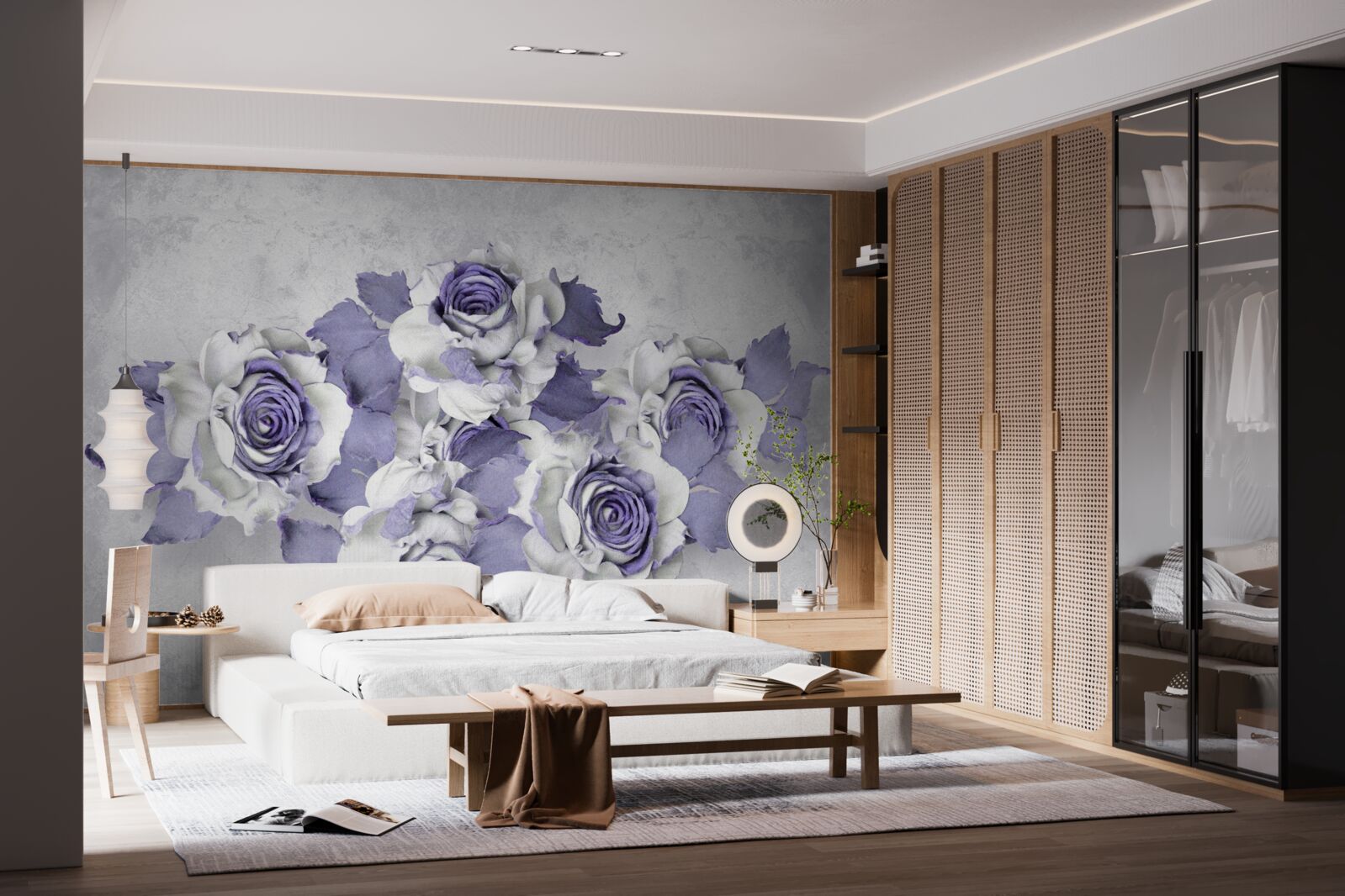 Fotobehang lila bloemdecoratie