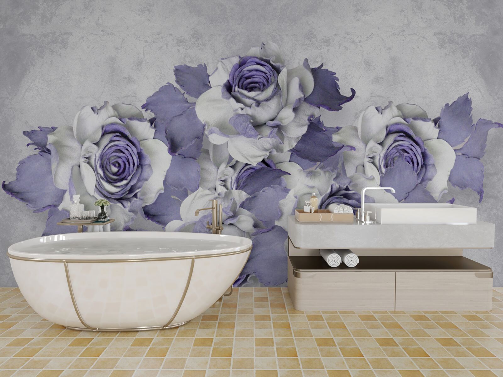 Fotobehang lila bloemdecoratie