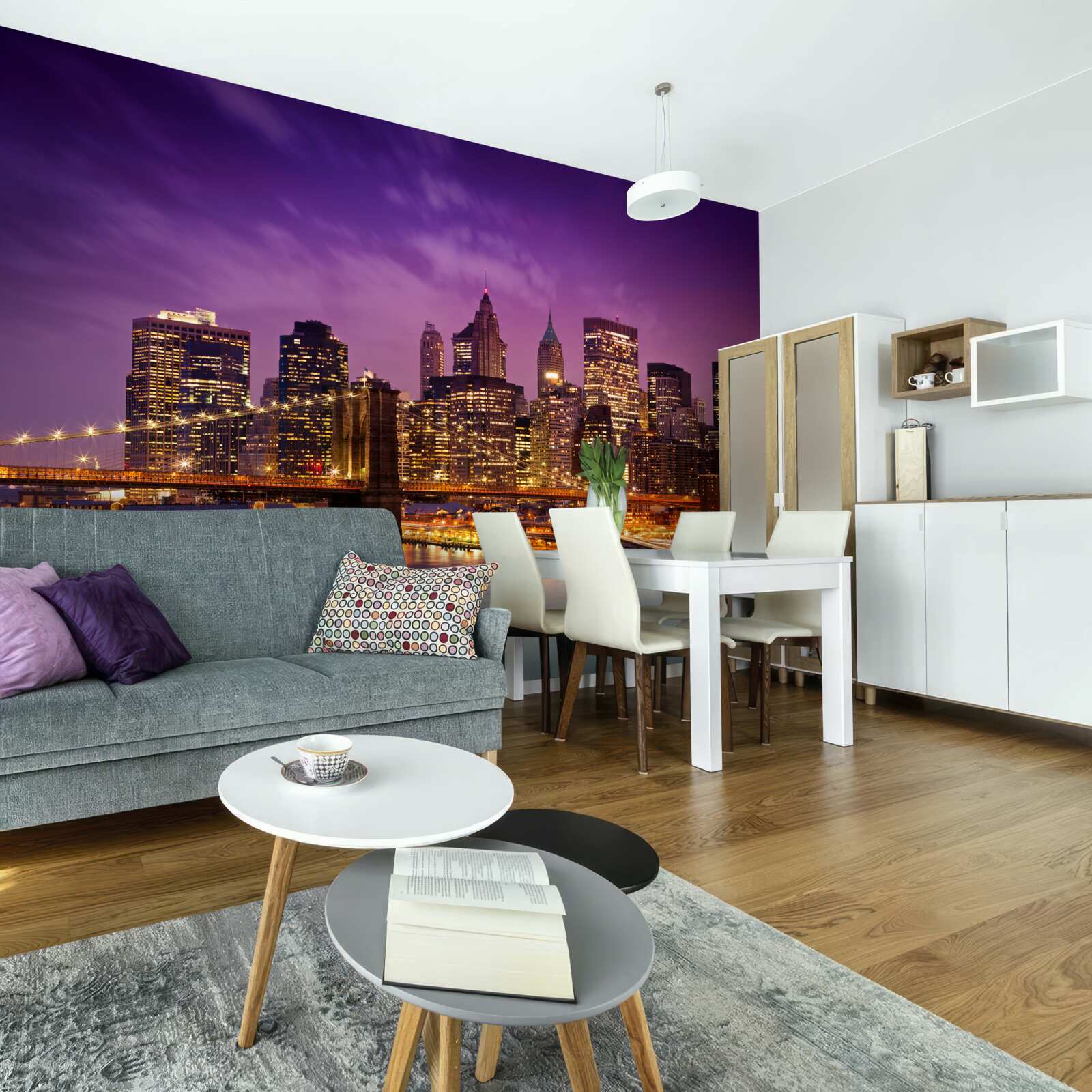 Fotobehang brooklyn bridge bij nacht