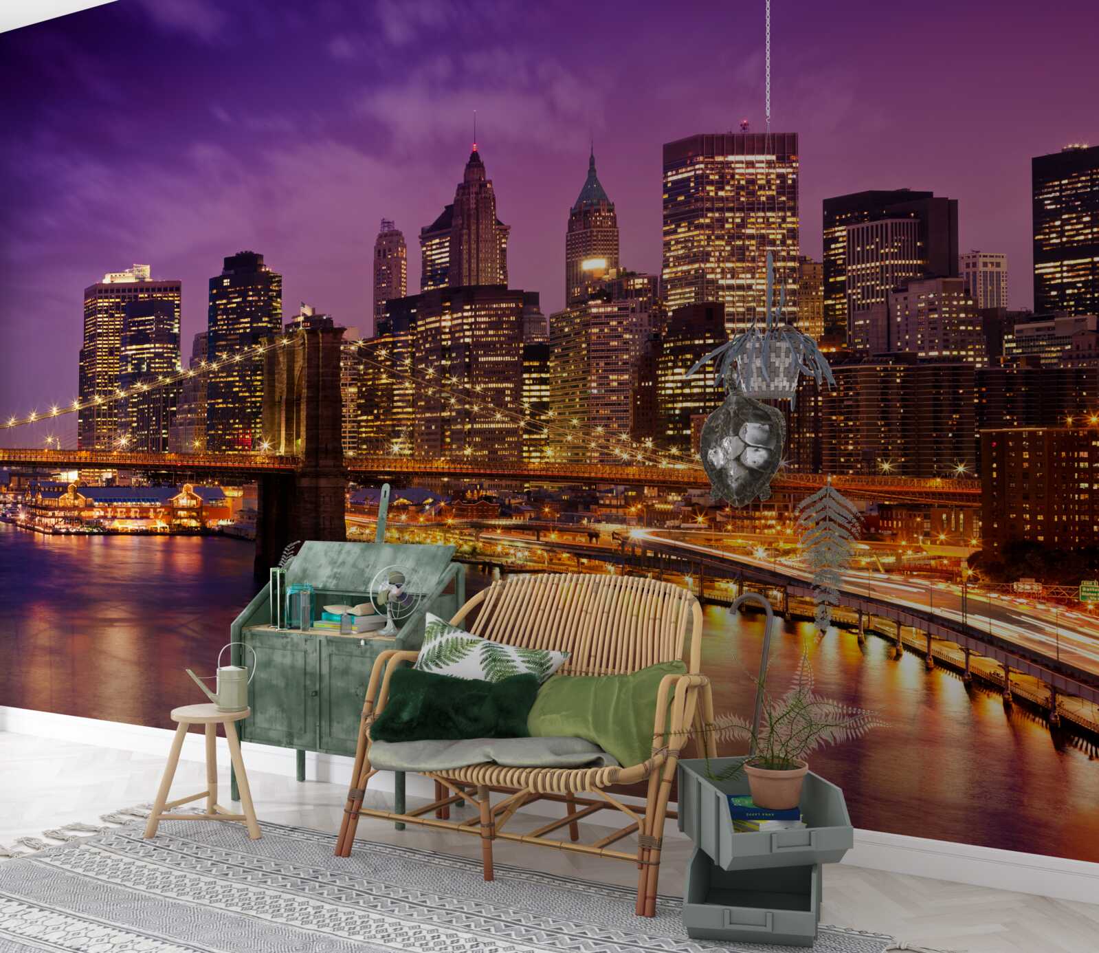 Fotobehang brooklyn bridge bij nacht