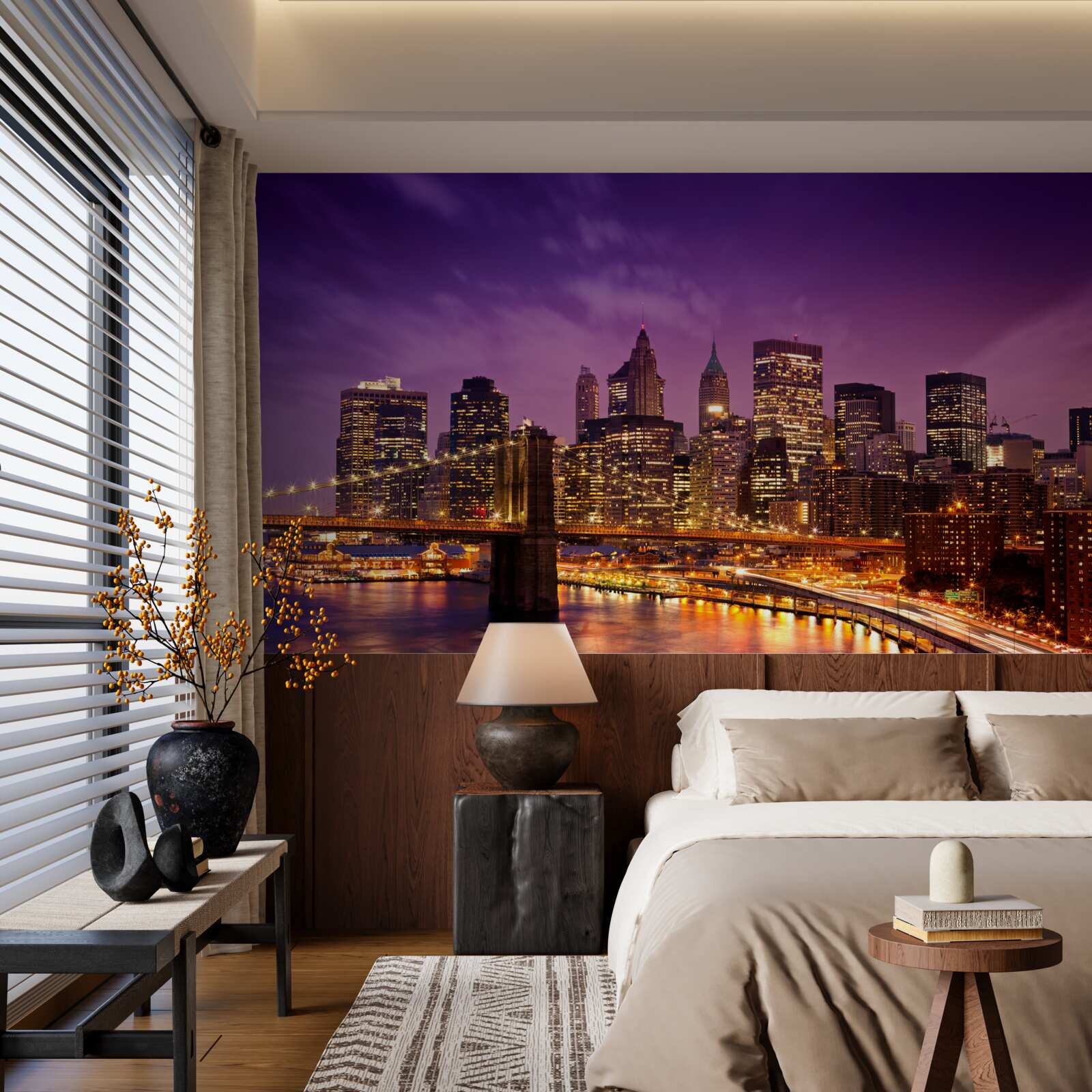 Fotobehang brooklyn bridge bij nacht