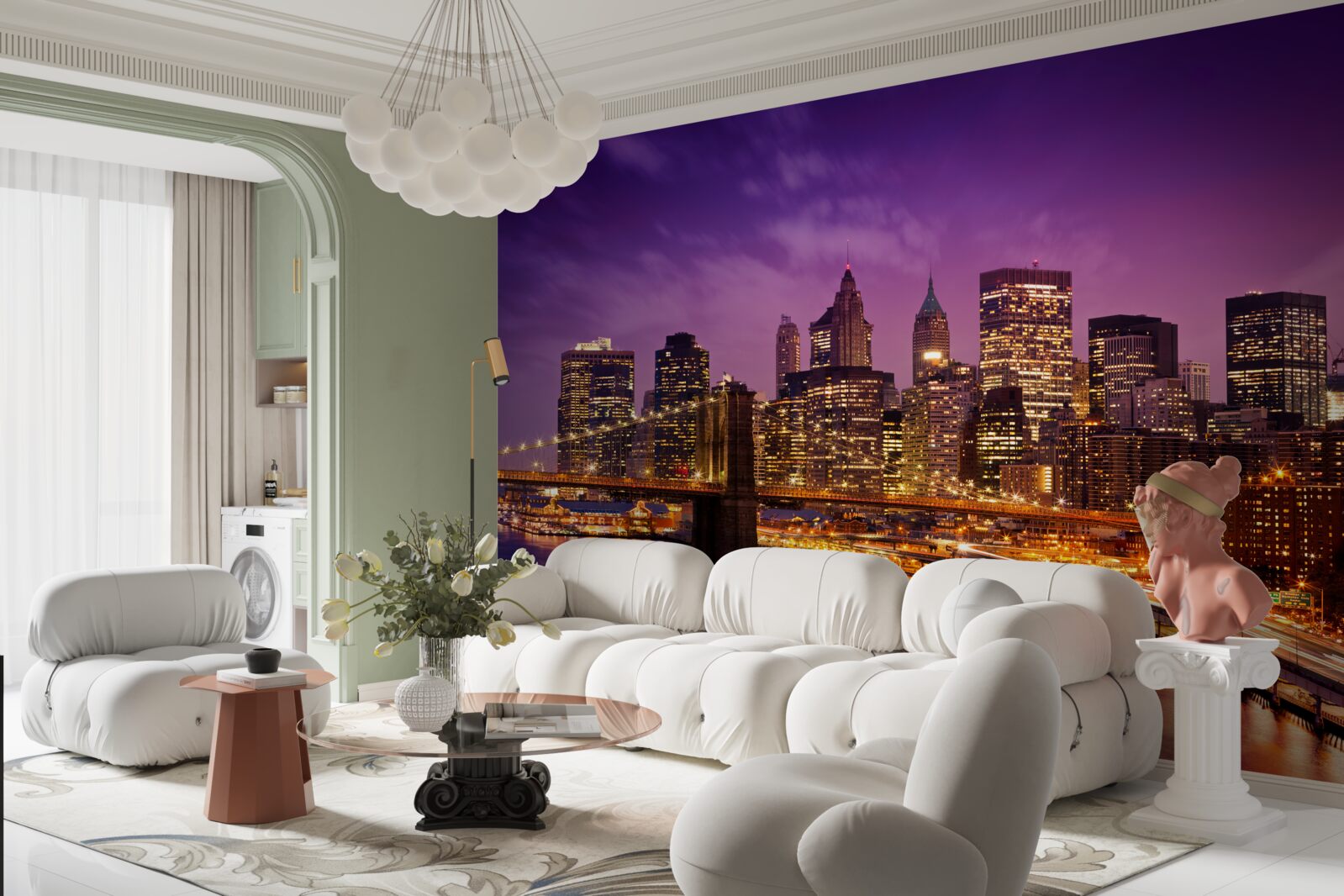 Fotobehang brooklyn bridge bij nacht