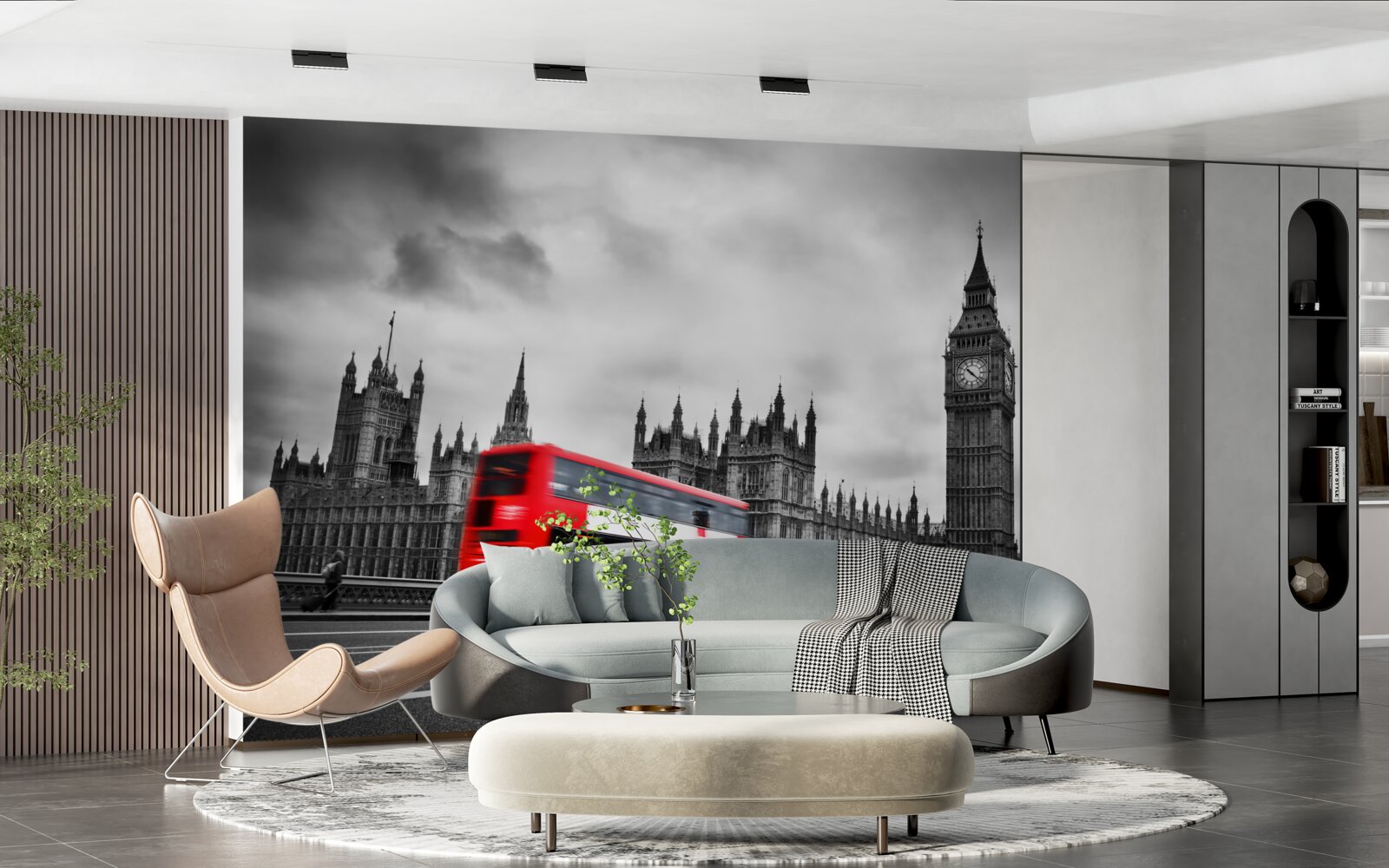 Fotobehang londense bus op de weg