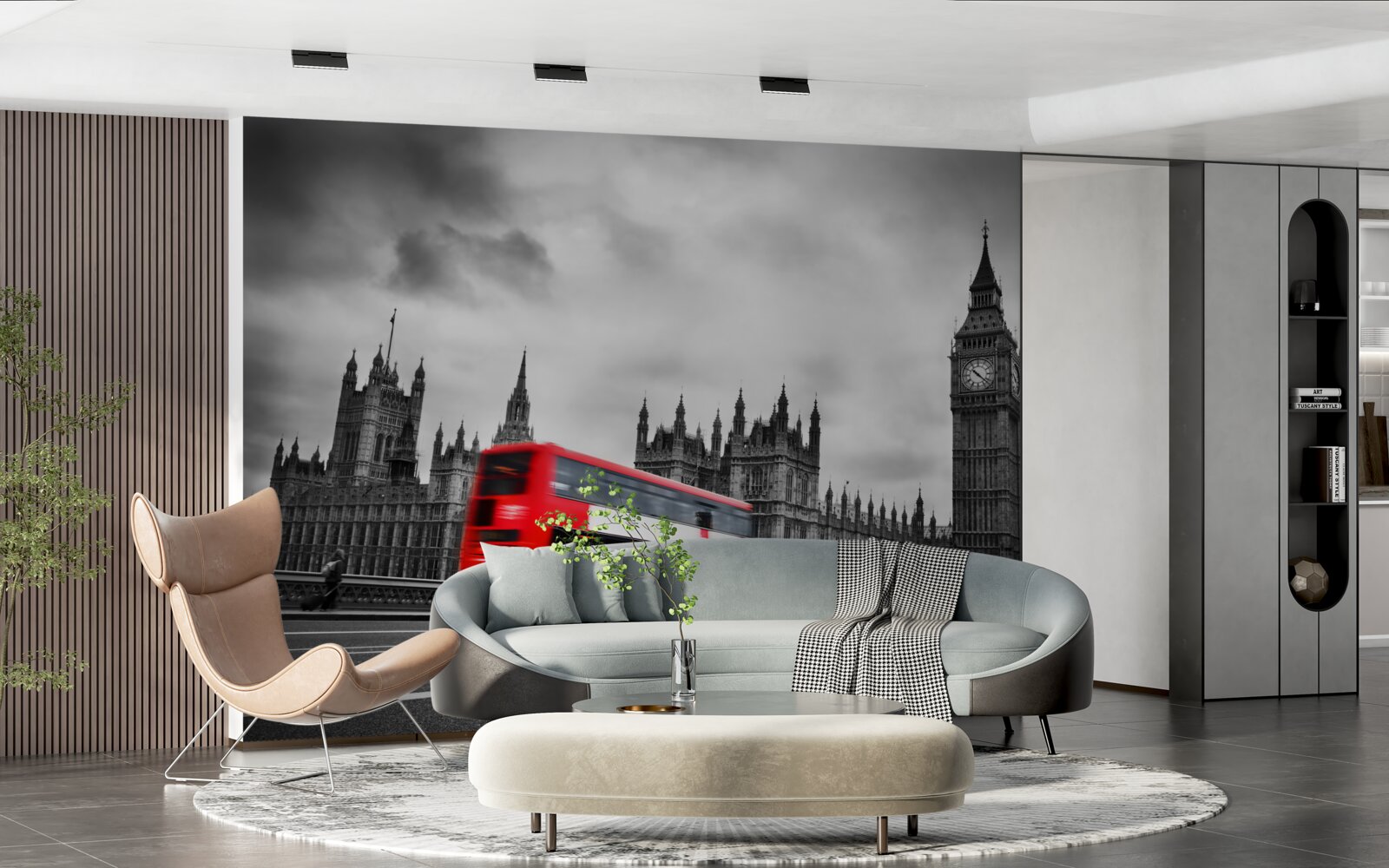 Fotobehang londense bus op de weg