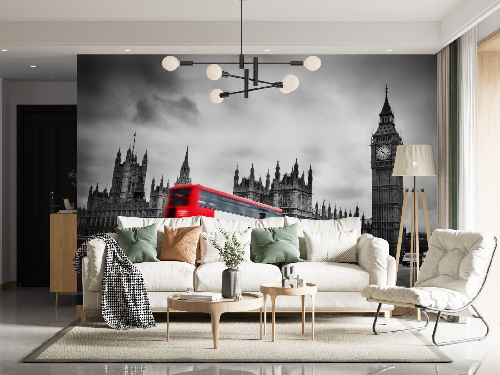 Fotobehang londense bus op de weg