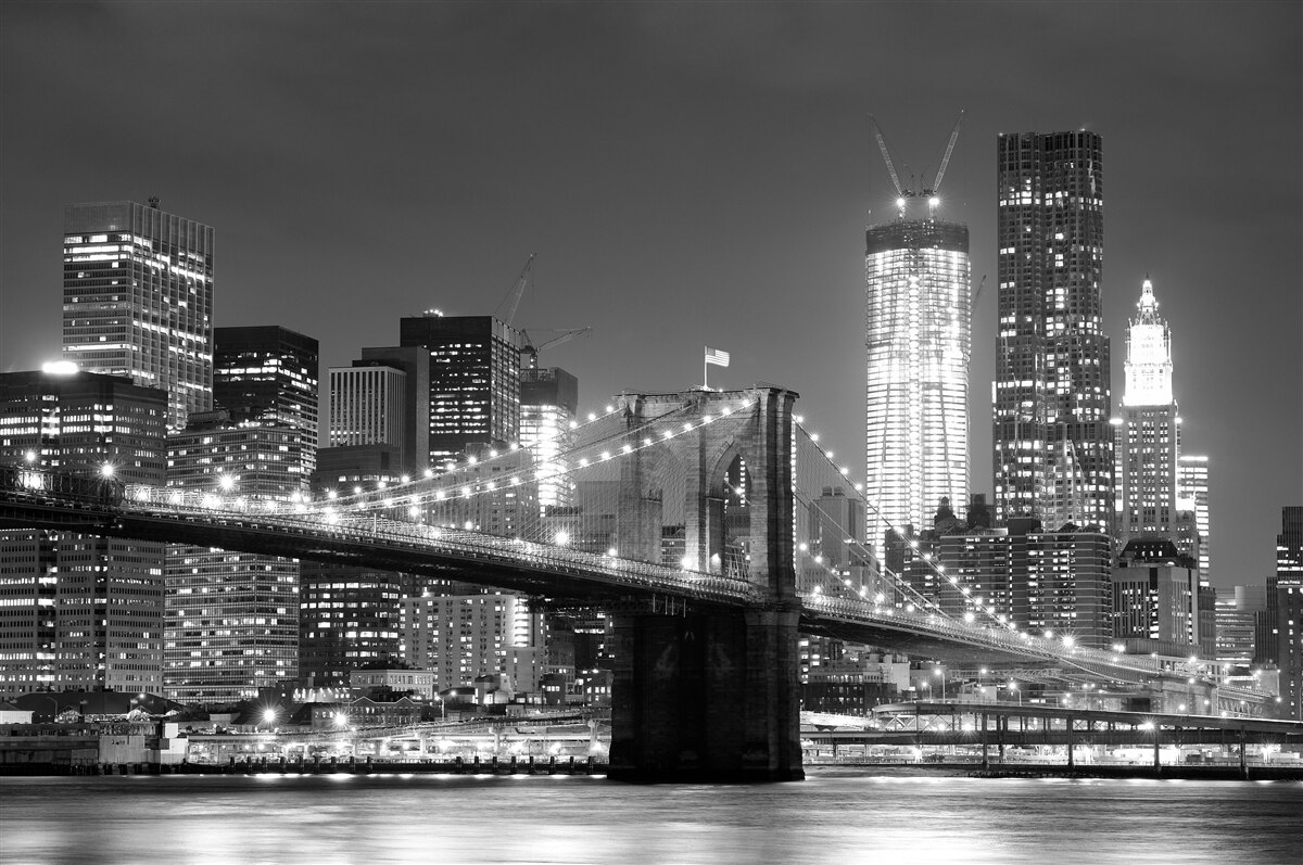 Fotobehang brooklyn bridge in zwart-wit