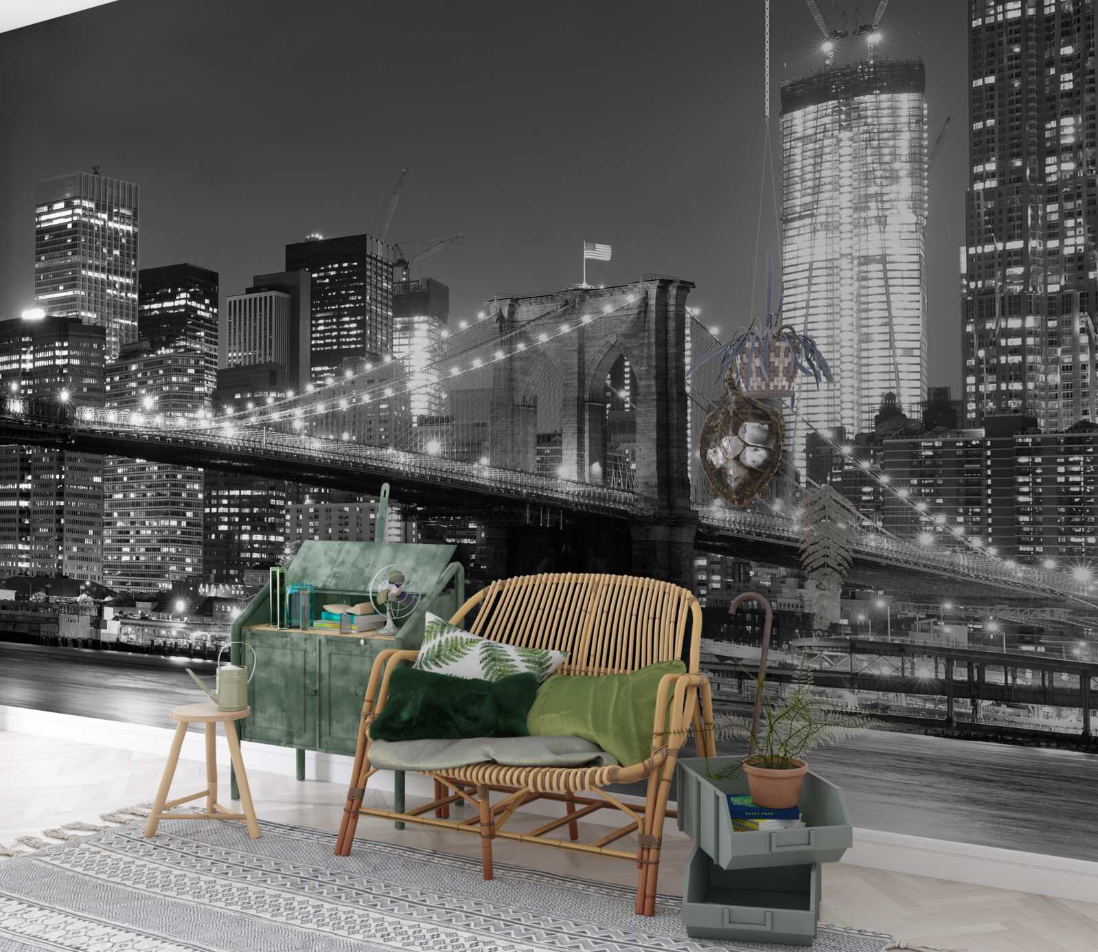 Fotobehang brooklyn bridge in zwart-wit