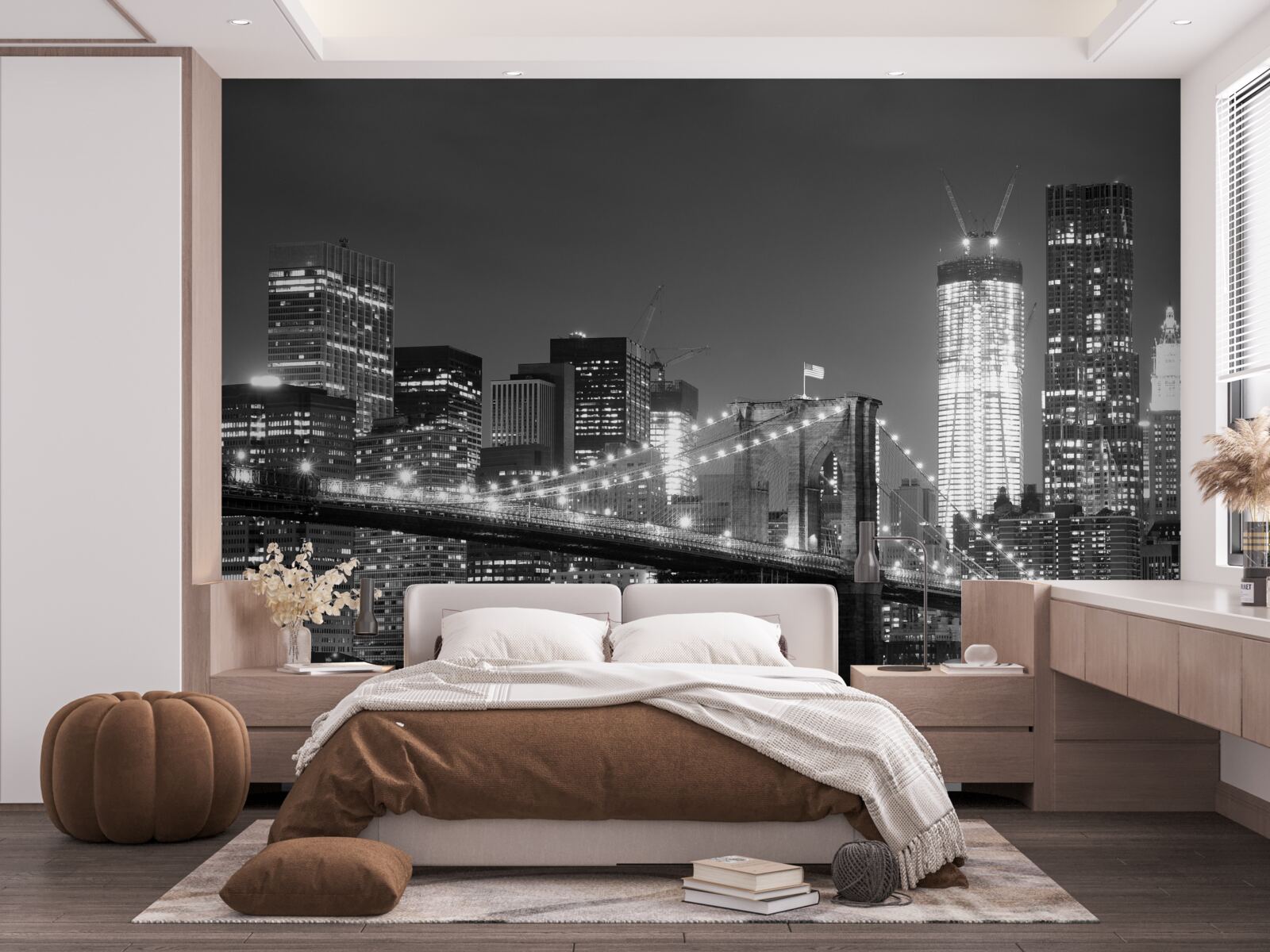 Fotobehang brooklyn bridge in zwart-wit
