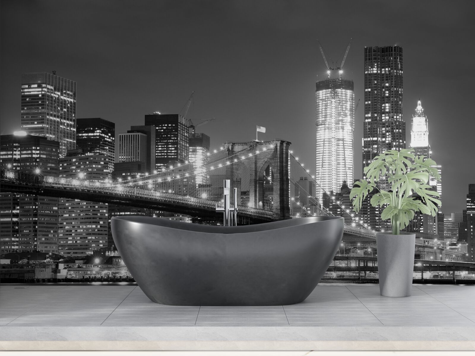 Fotobehang brooklyn bridge in zwart-wit