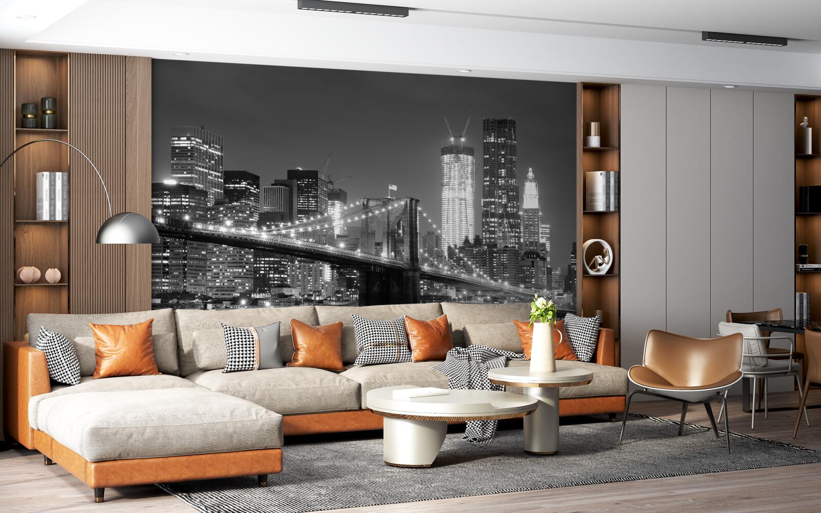 Fotobehang brooklyn bridge in zwart-wit