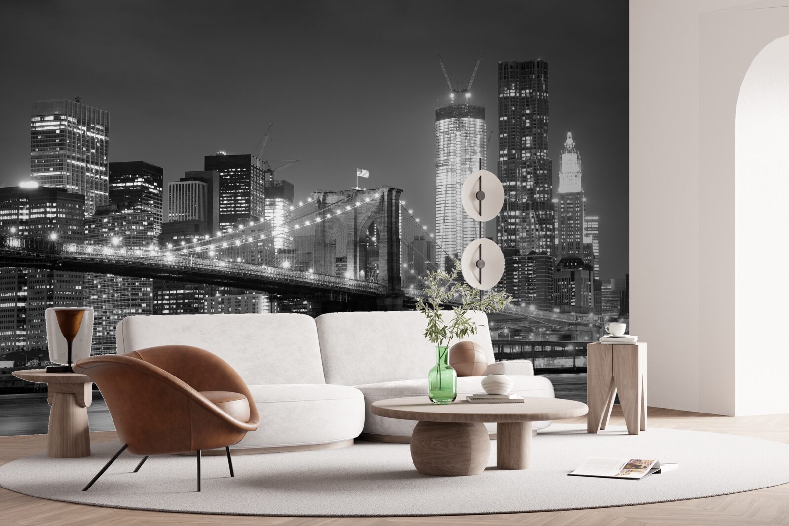 Fotobehang brooklyn bridge in zwart-wit