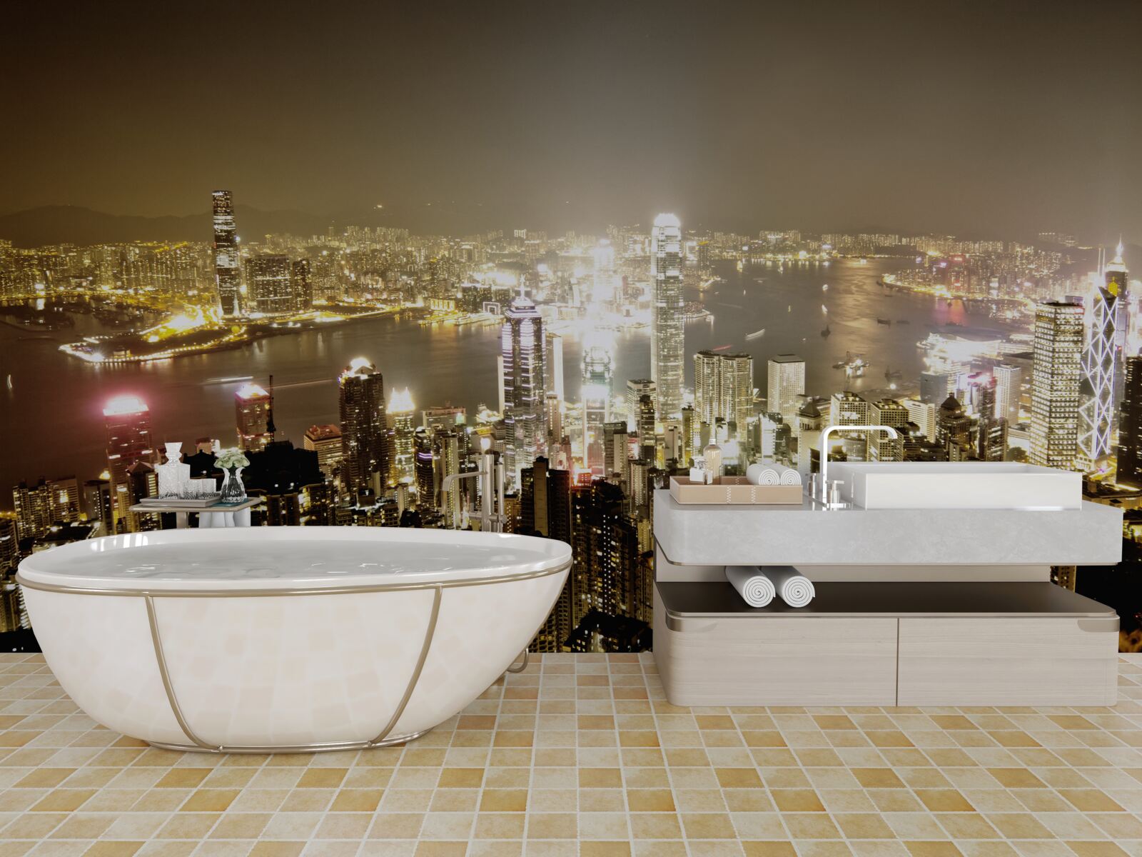 Fotobehang de nachtverlichting van new york