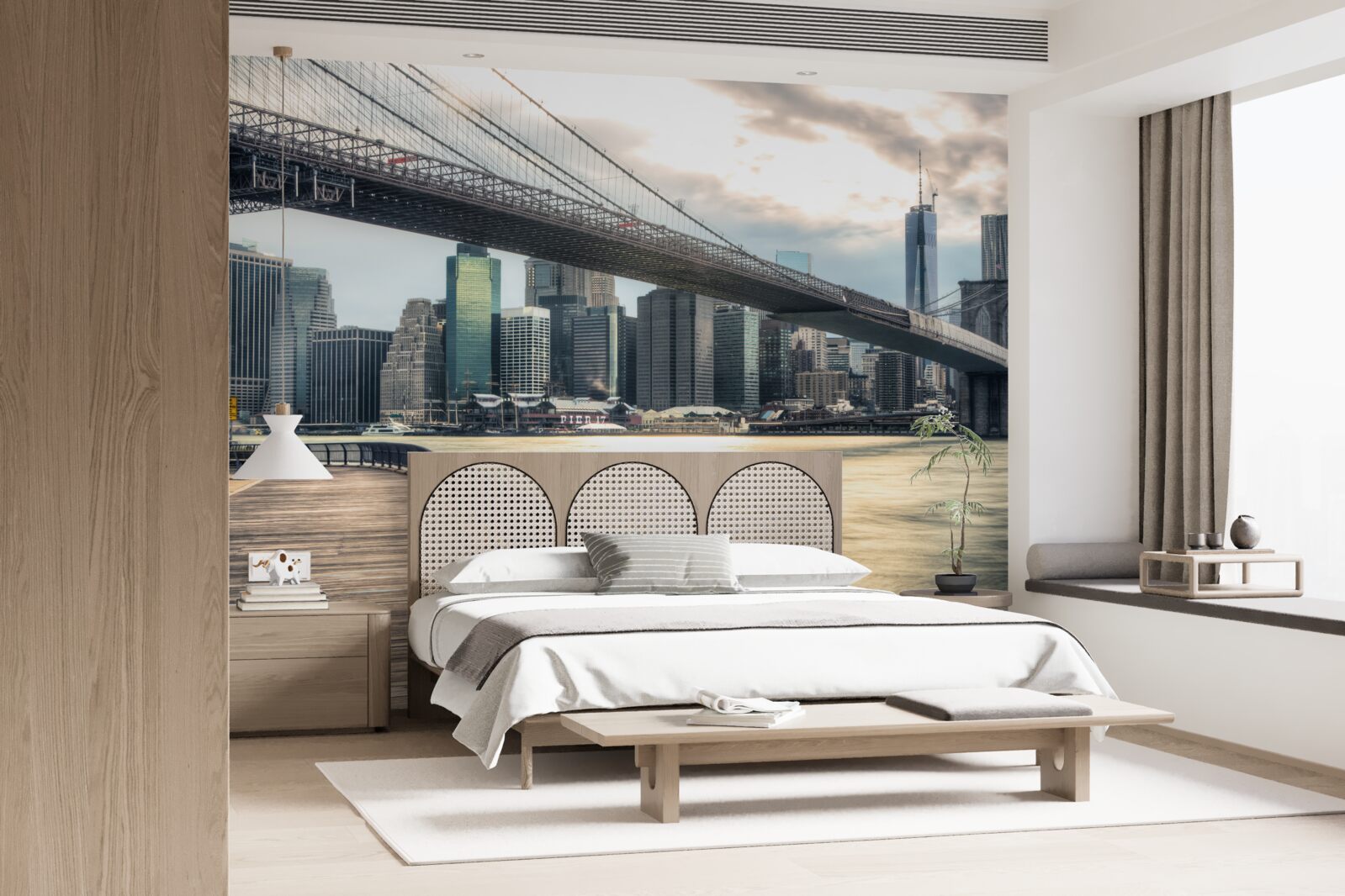 Fotobehang promenade onder de brookliński brug