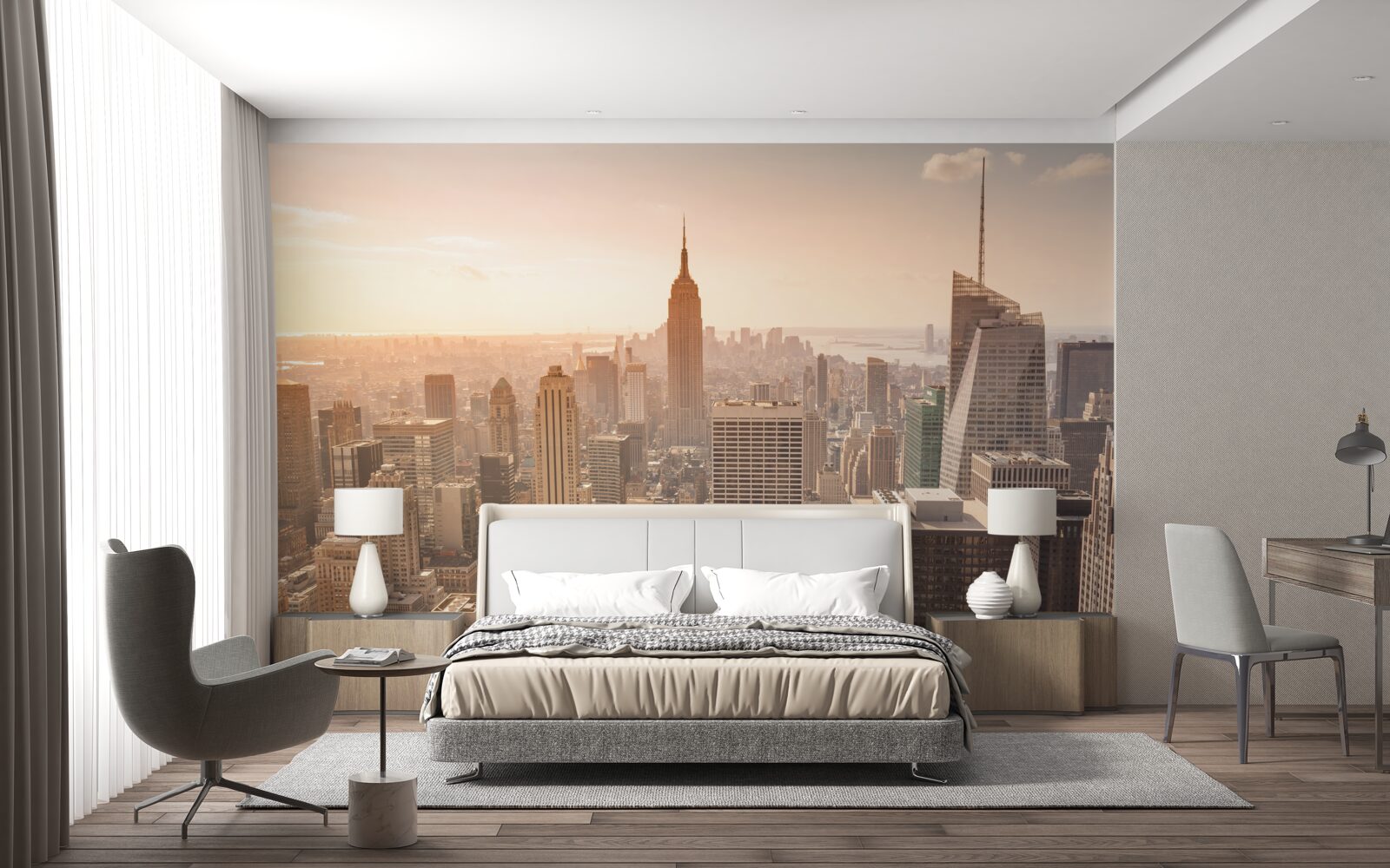 Fotobehang Dageraad boven new york