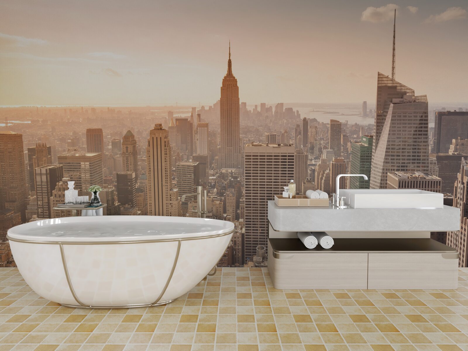 Fotobehang Dageraad boven new york