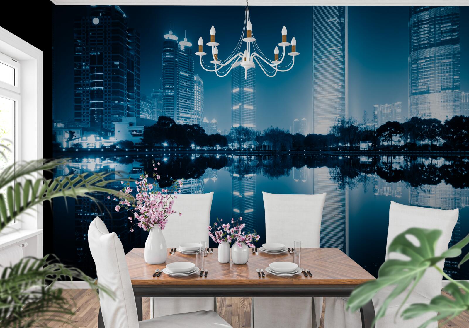 Fotobehang stadsverlichting 's nachts