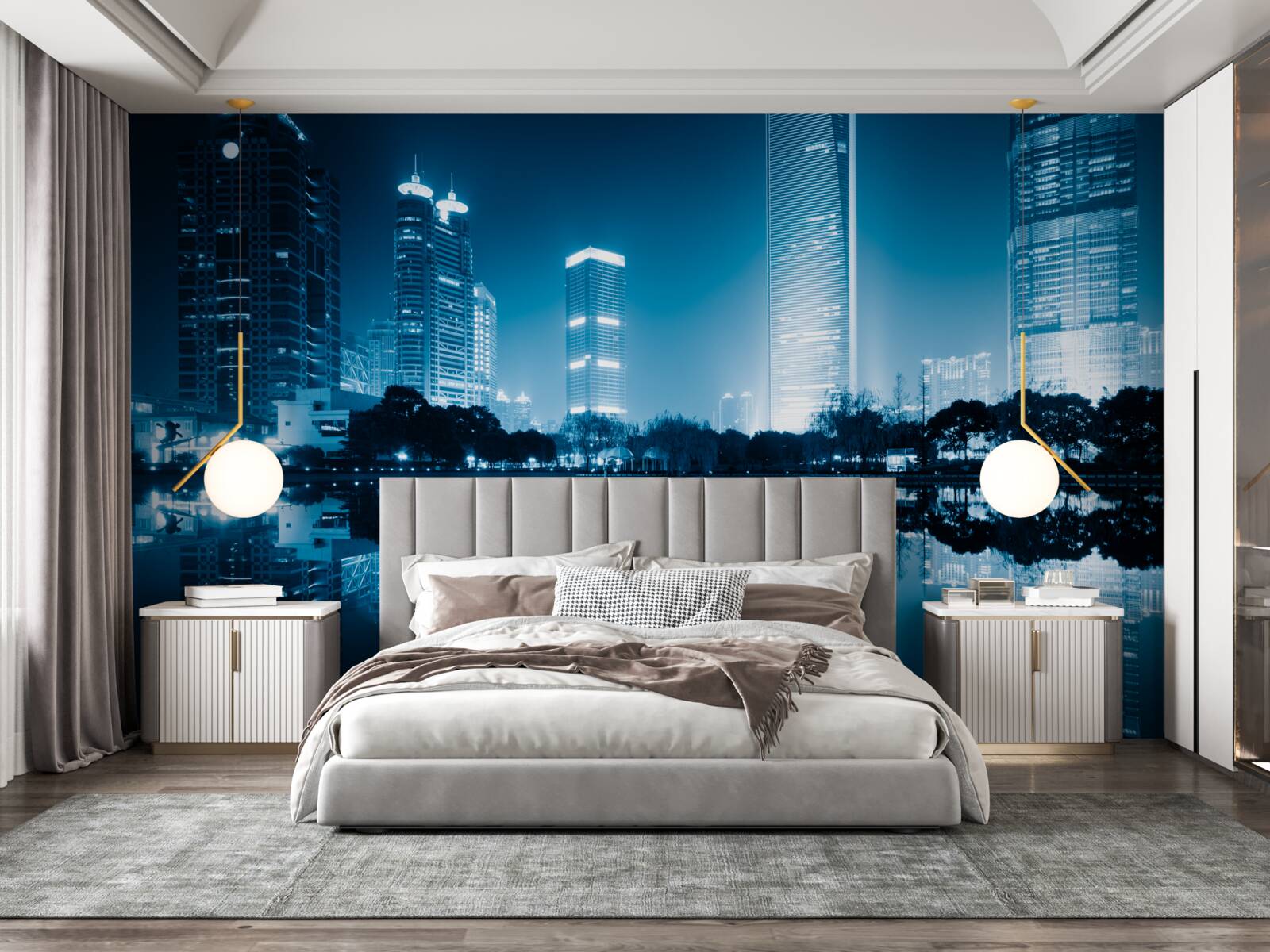 Fotobehang stadsverlichting 's nachts