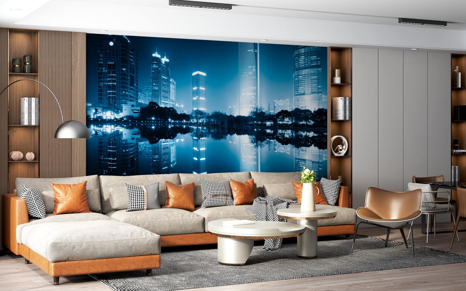 Fotobehang stadsverlichting 's nachts