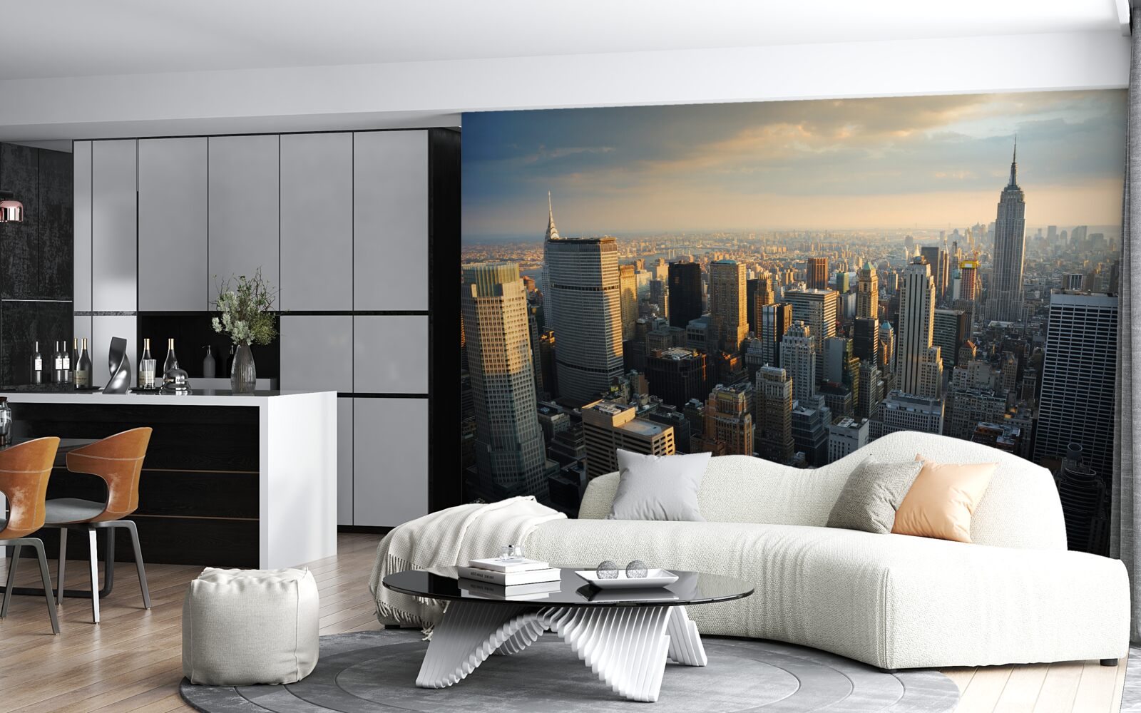 Fotobehang de wolkenkrabbers van new york aan het begin van de dag