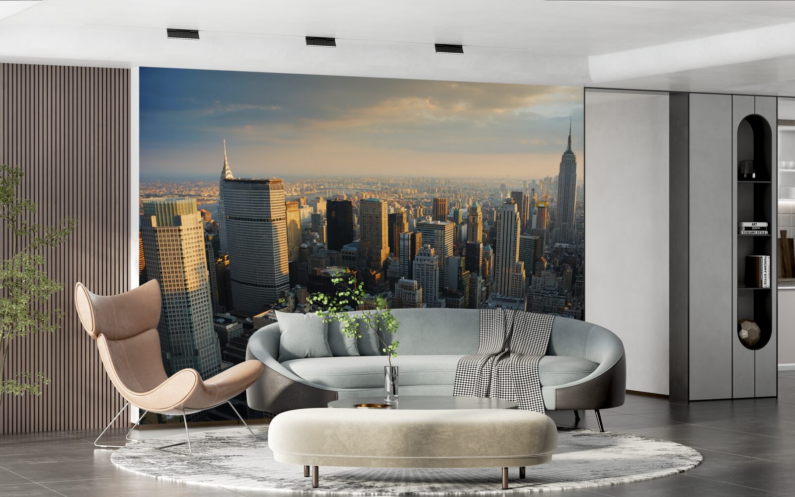 Fotobehang de wolkenkrabbers van new york aan het begin van de dag