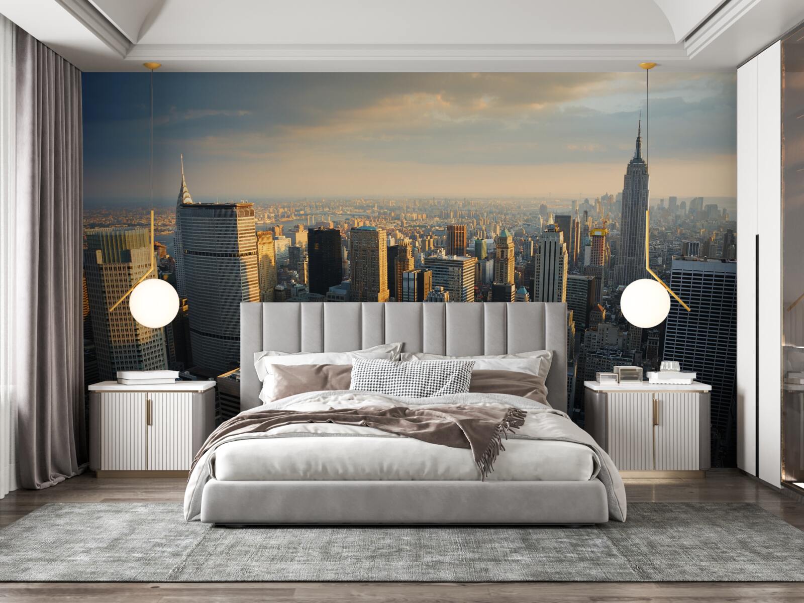 Fotobehang de wolkenkrabbers van new york aan het begin van de dag