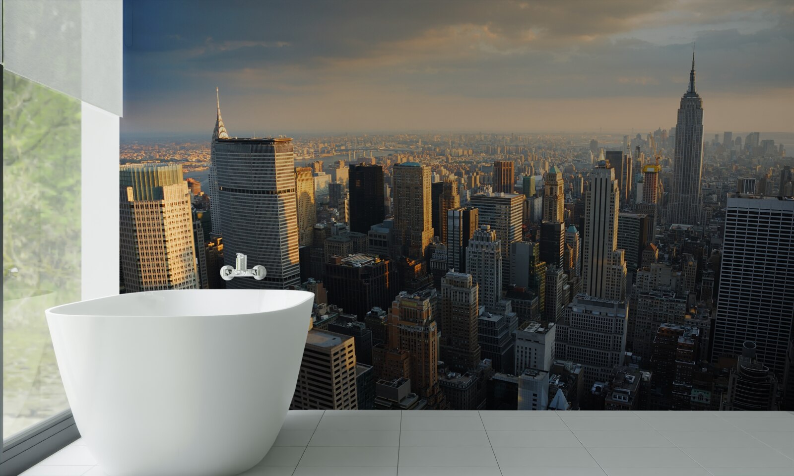 Fotobehang de wolkenkrabbers van new york aan het begin van de dag