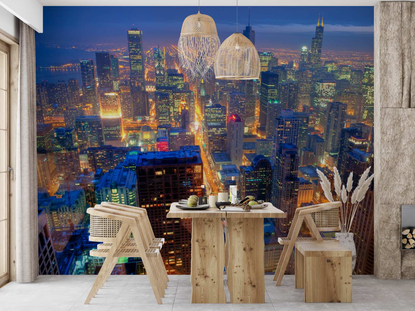 Fotobehang Stadsverlichting Chicago verlicht de straten