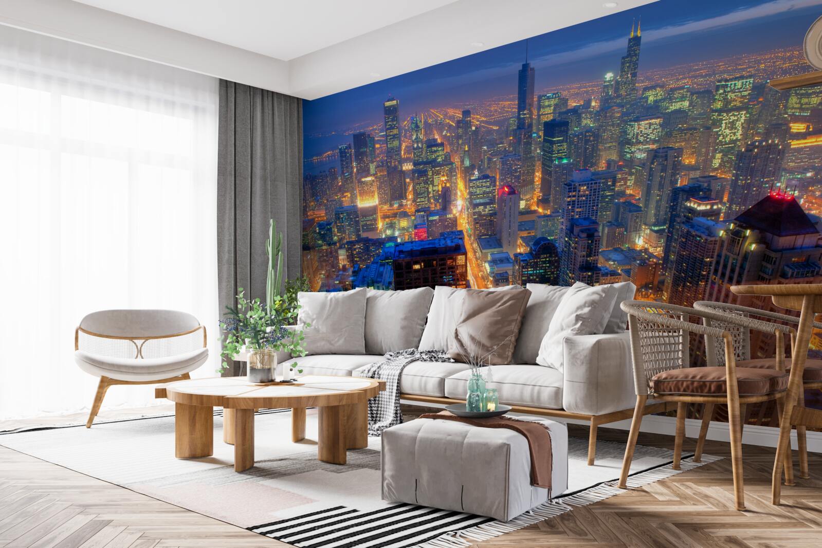 Fotobehang Stadsverlichting Chicago verlicht de straten