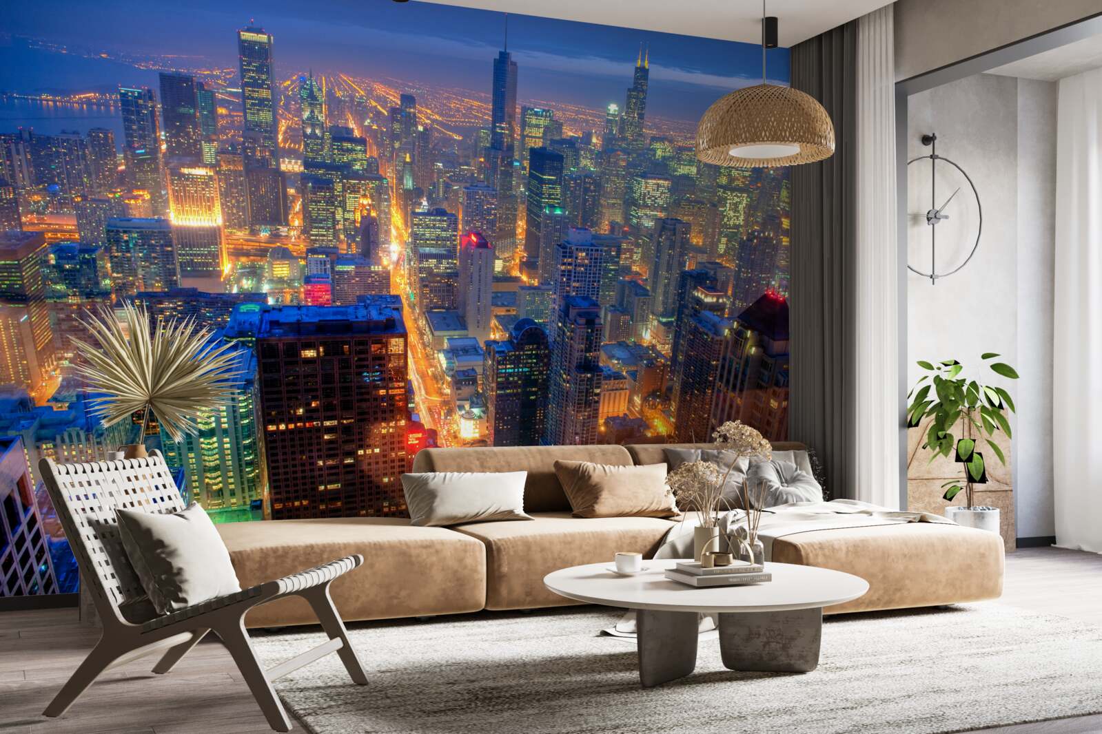 Fotobehang Stadsverlichting Chicago verlicht de straten