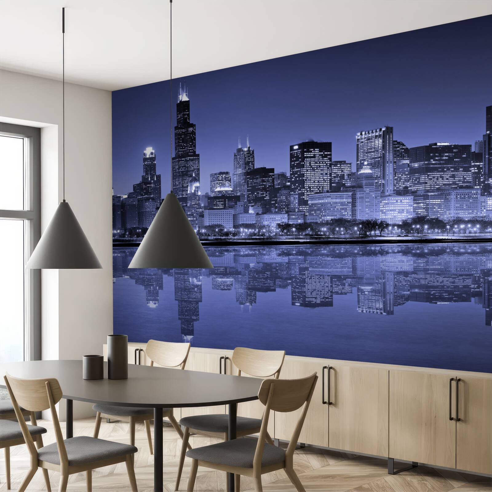 Fotobehang nachtzicht van chicago