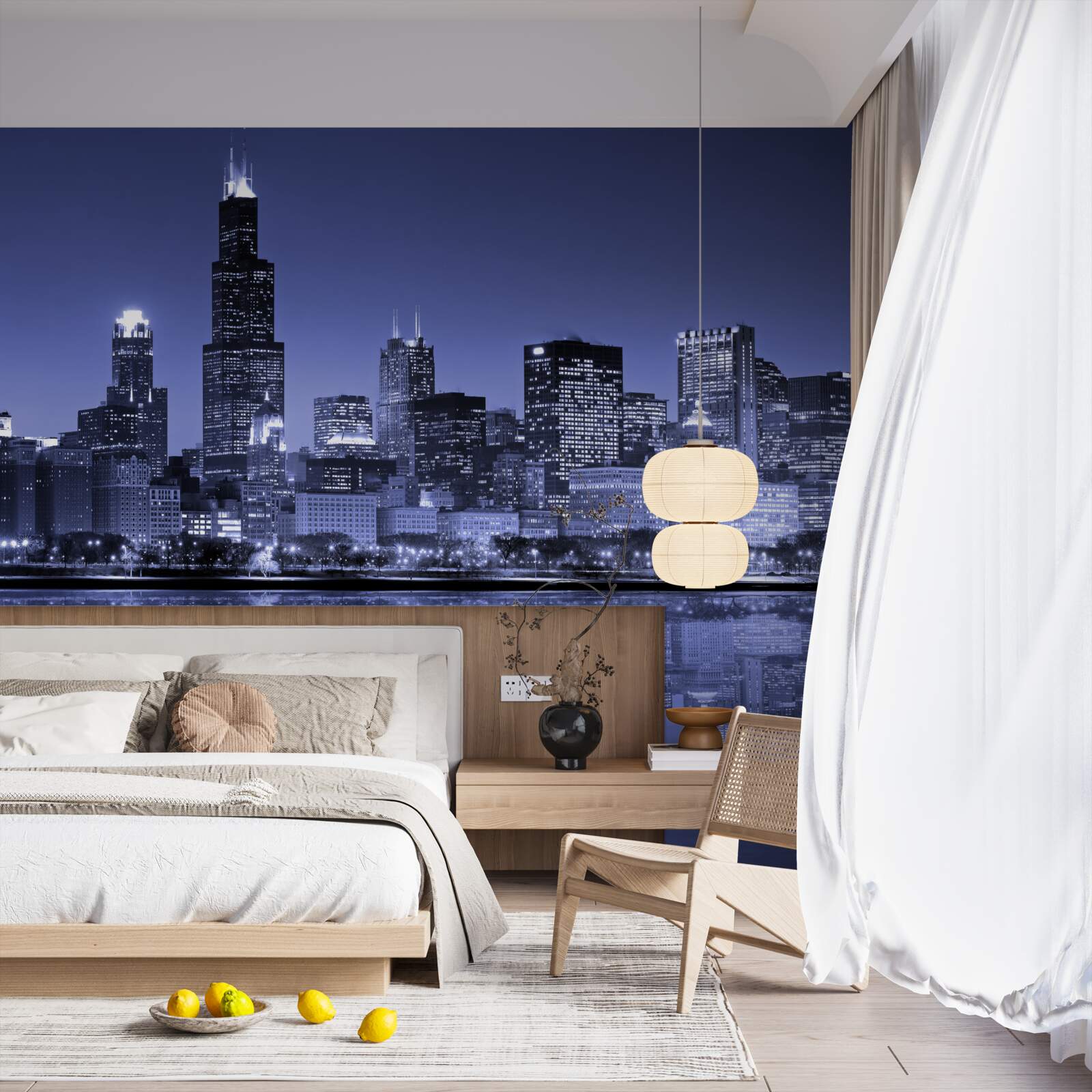 Fotobehang nachtzicht van chicago