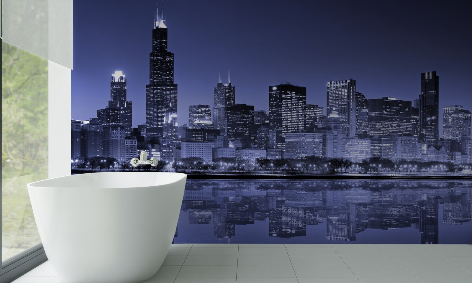 Fotobehang nachtzicht van chicago