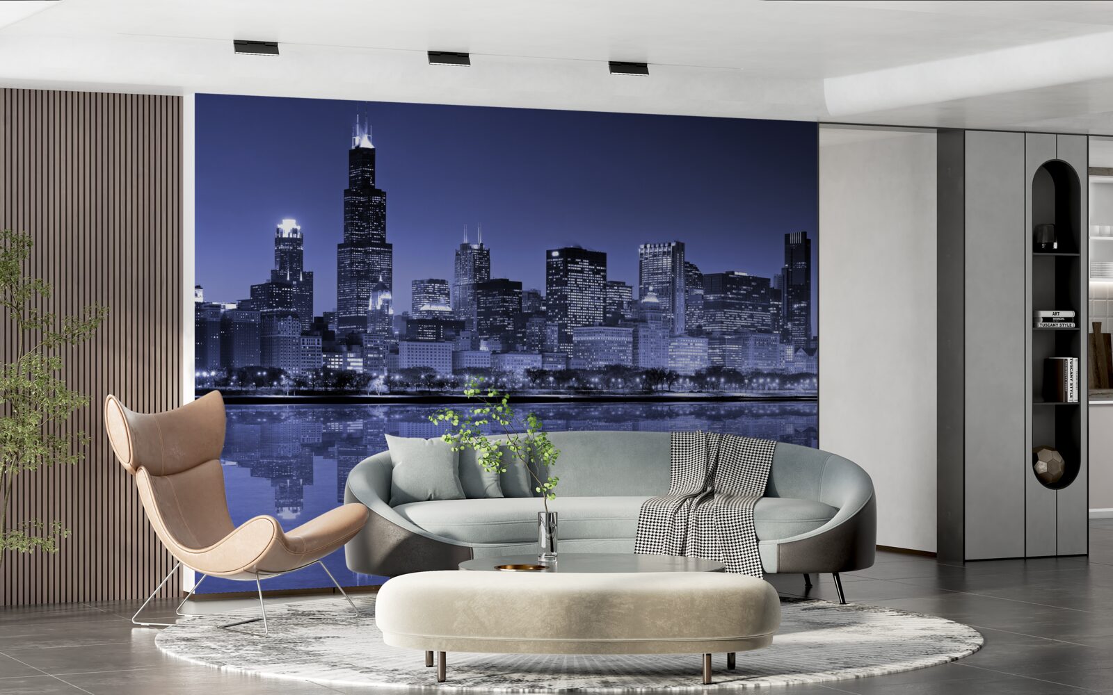 Fotobehang nachtzicht van chicago