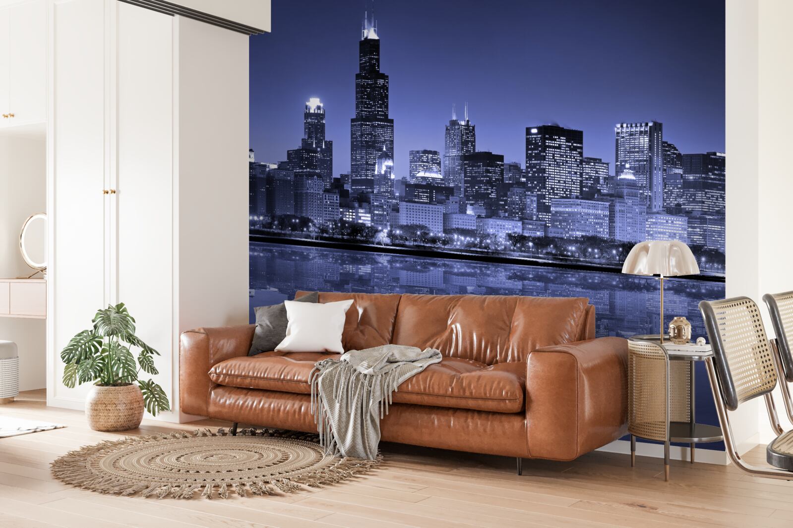 Fotobehang nachtzicht van chicago