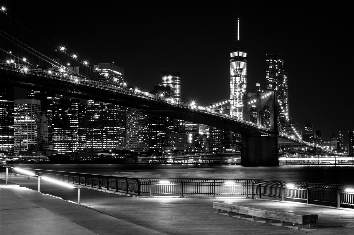 Fotobehang brooklyn bridge en manhattan in zwart-wit