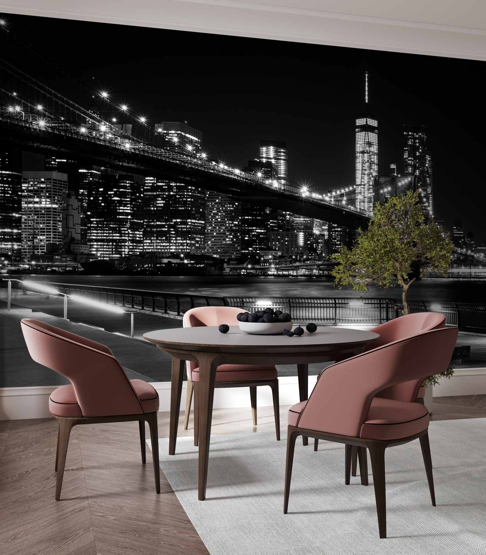 Fotobehang brooklyn bridge en manhattan in zwart-wit