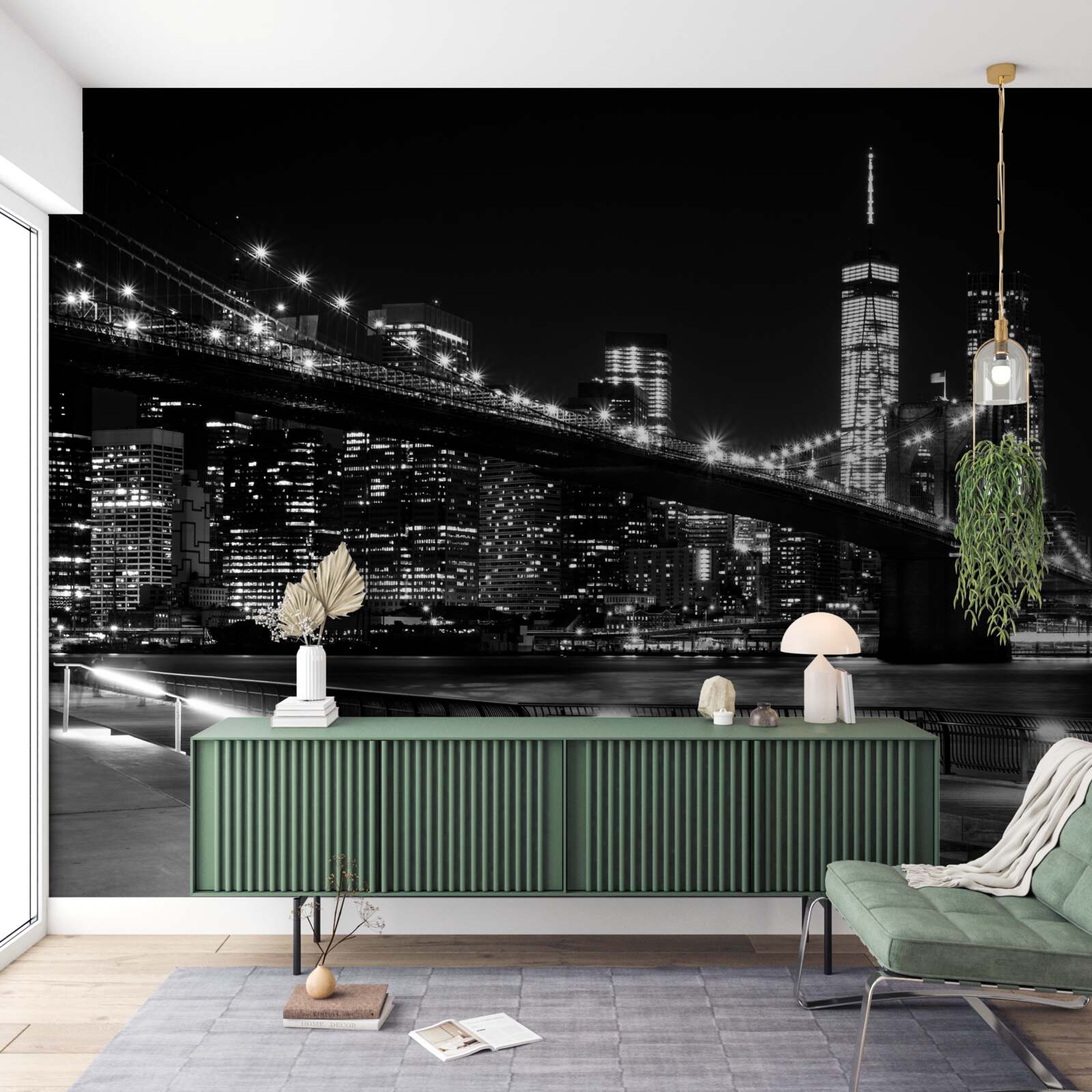 Fotobehang brooklyn bridge en manhattan in zwart-wit