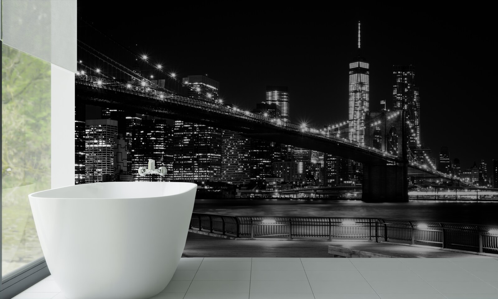 Fotobehang brooklyn bridge en manhattan in zwart-wit