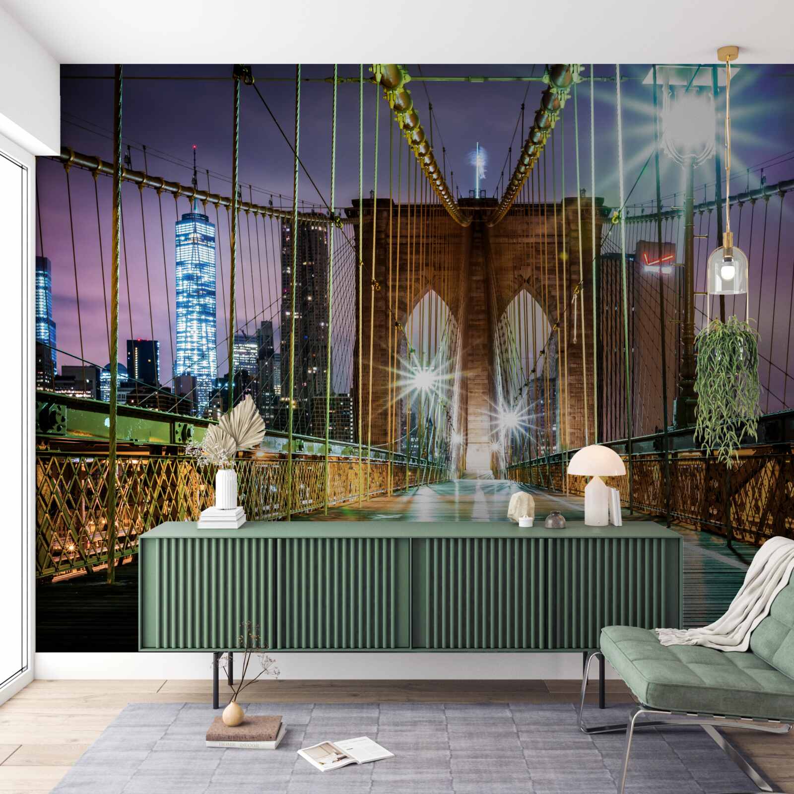 Fotobehang brug van Brooklyn voor voetgangers