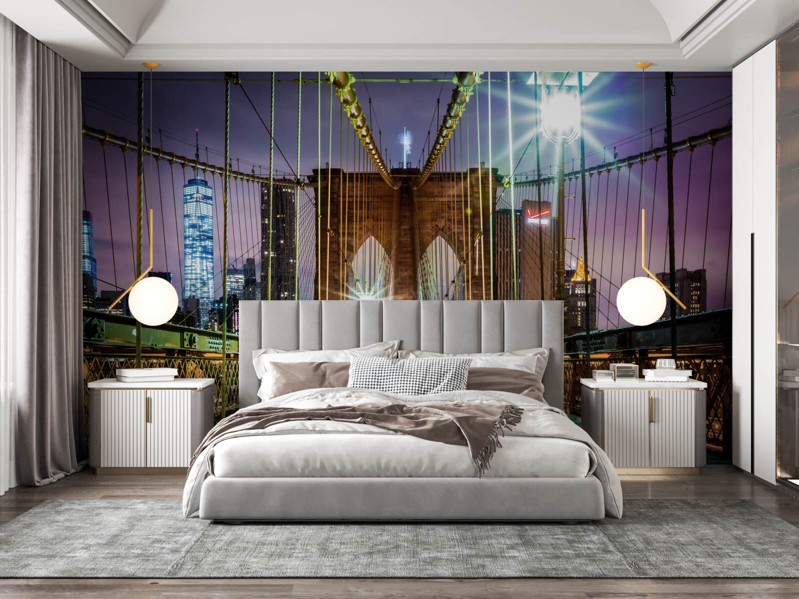 Fotobehang brug van Brooklyn voor voetgangers