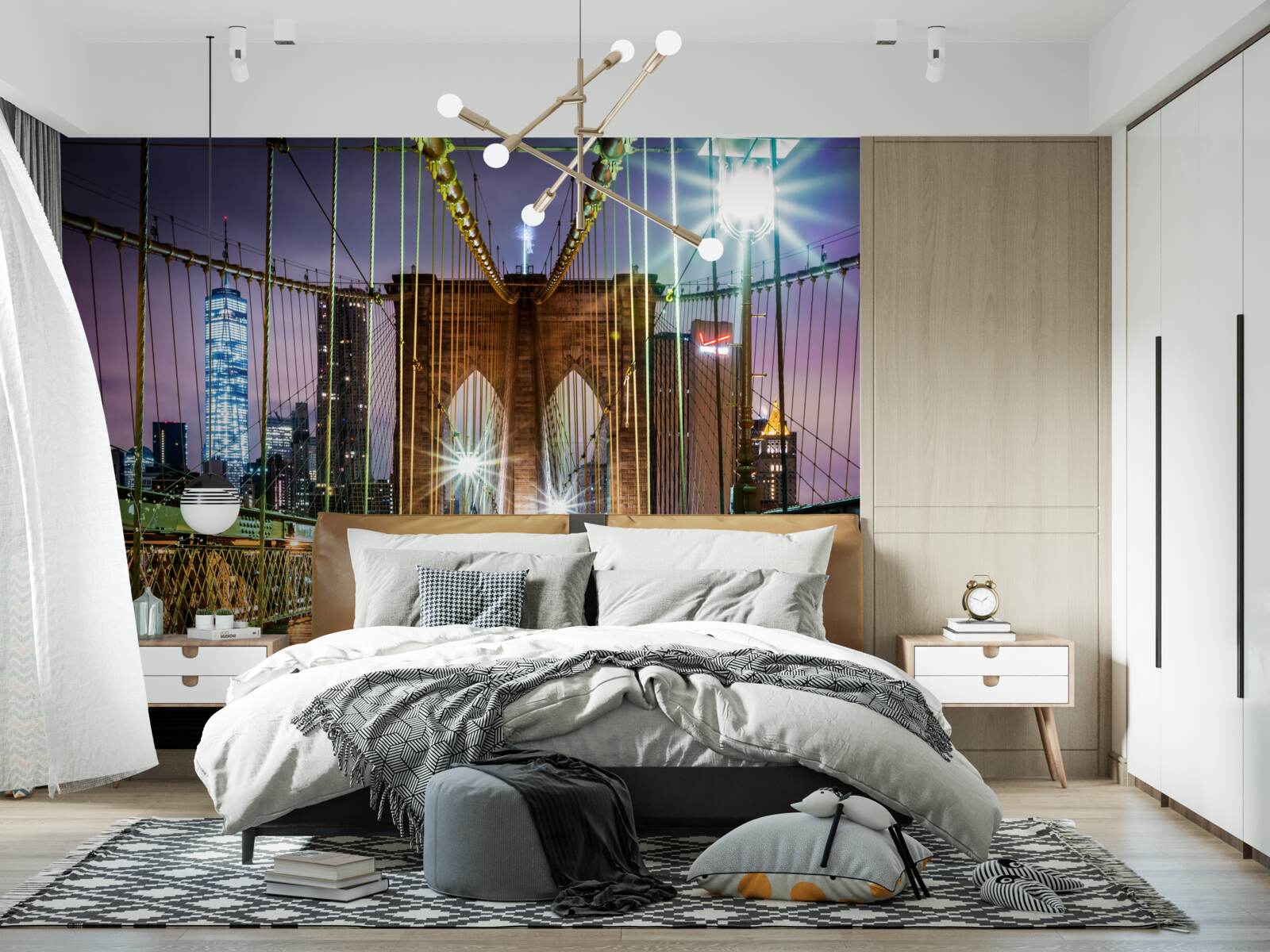 Fotobehang brug van Brooklyn voor voetgangers