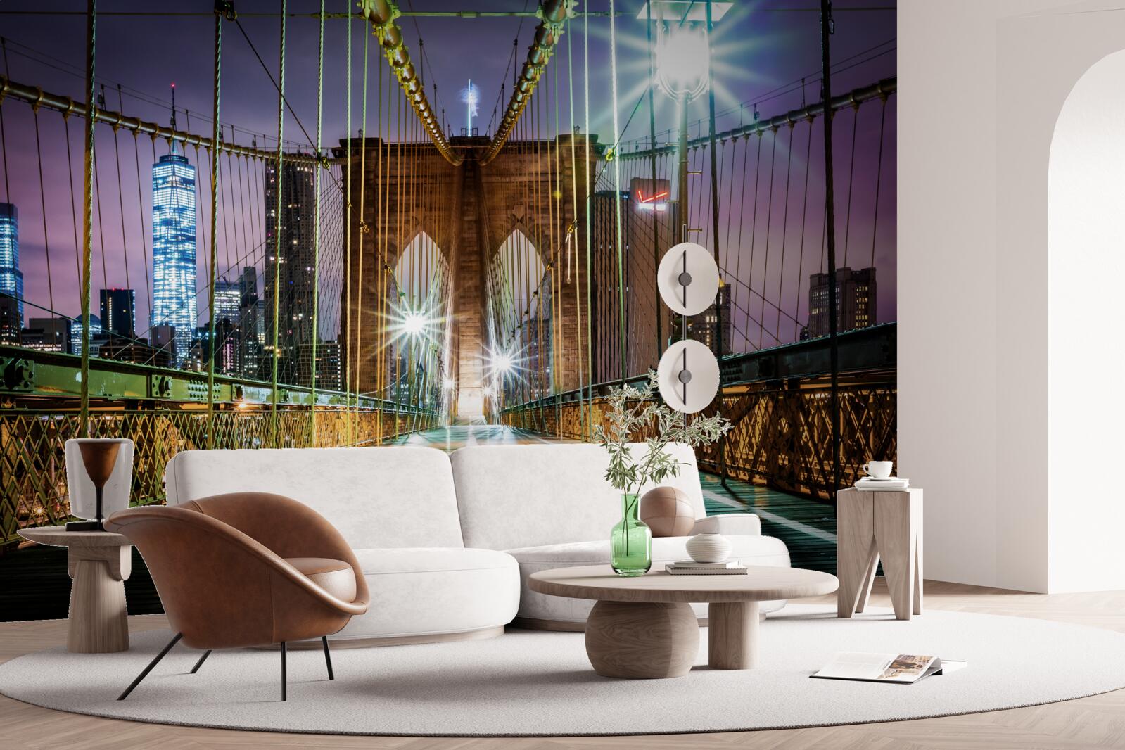 Fotobehang brug van Brooklyn voor voetgangers