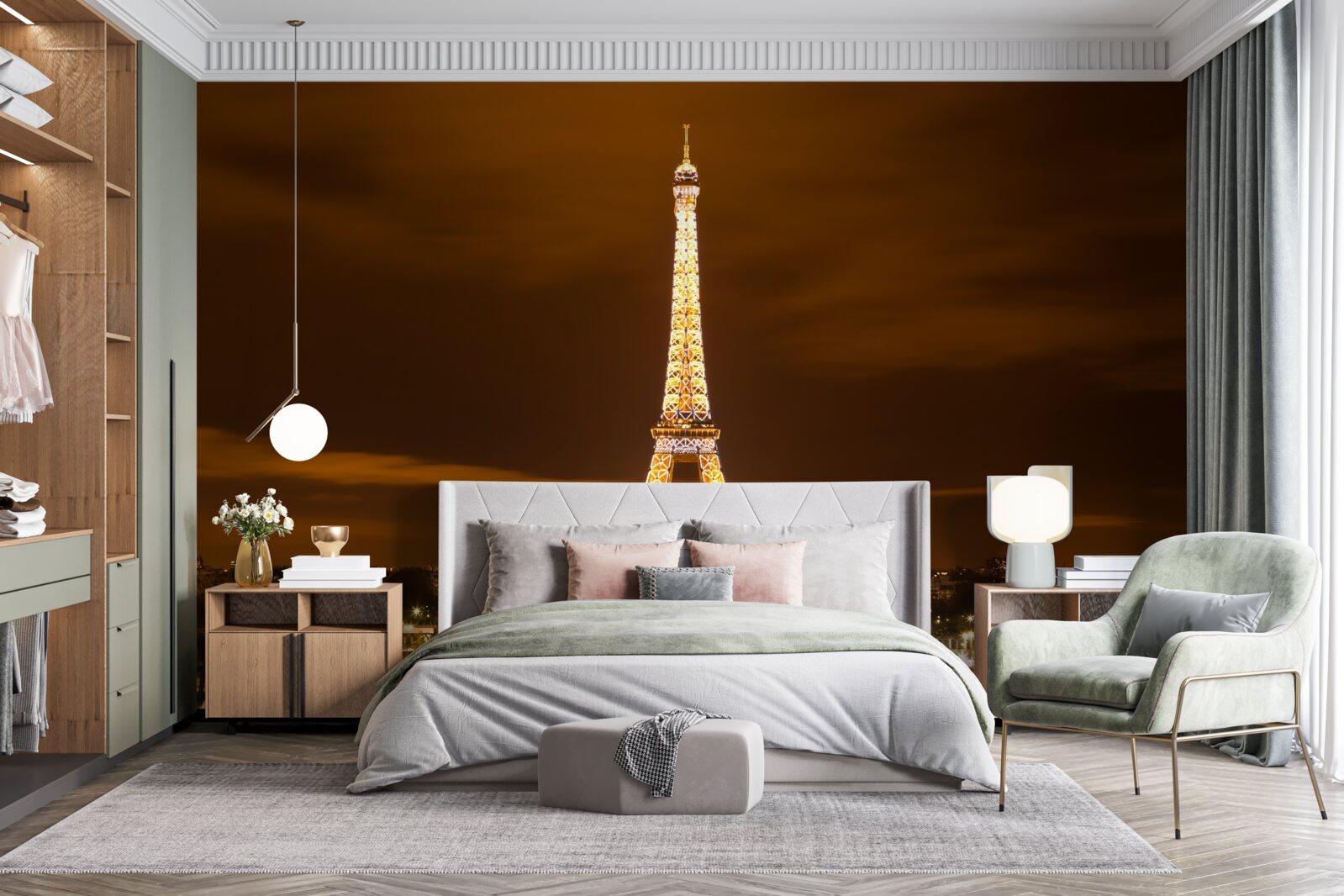 Fotobehang de ziel van parijs bij nacht