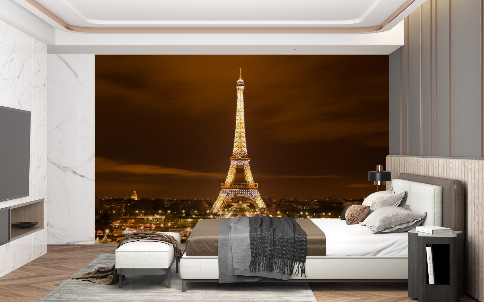 Fotobehang de ziel van parijs bij nacht